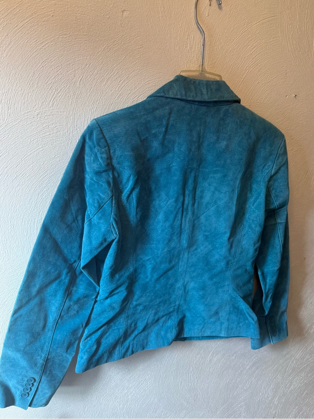 Vintage Andrea Viccaro Teal Suede Leather Blazer Jacket Y2K Small NWT - Picture 3 of 6